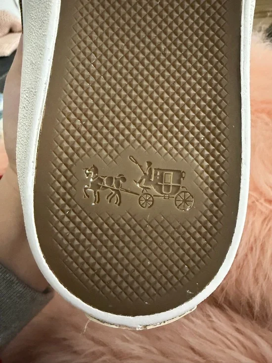 Coach Empire Outline Canvas Sneakers in the Tan & Red - Picture 7 of 8